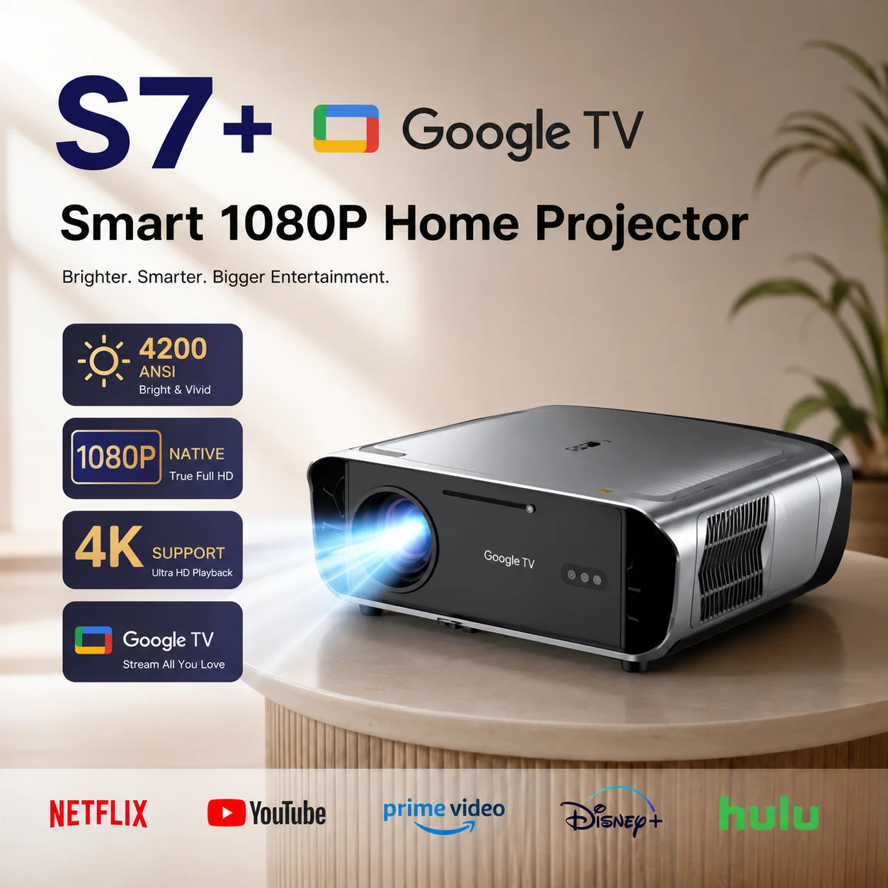 Home Cinema Tv Screen - جهاز عرض S7 بدقة 4200ANSI ودقة