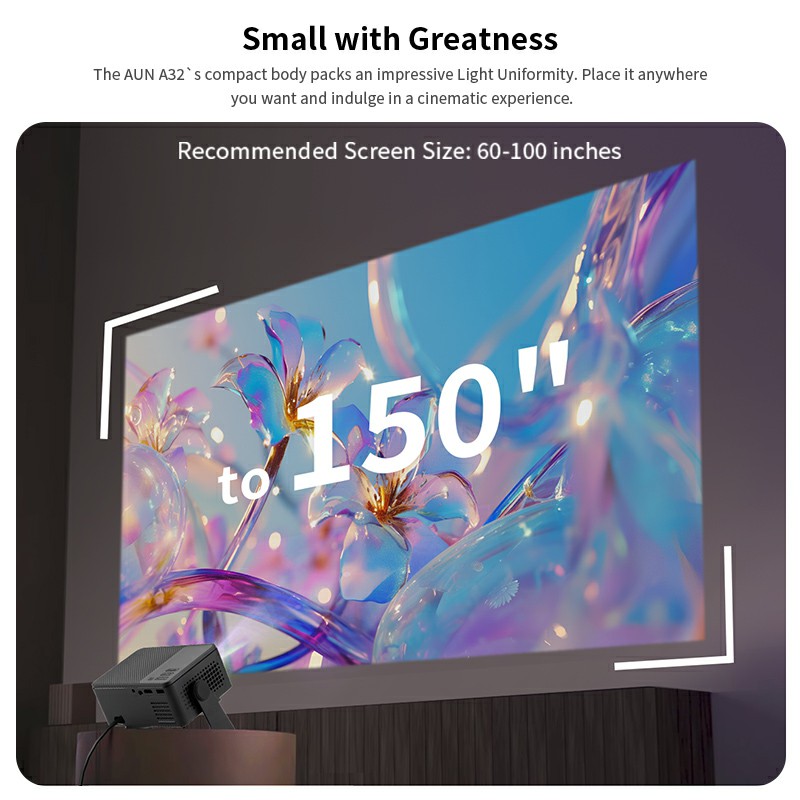AUN A32 Pro أندرويد 13 العارض  - مراجعة Home Cinema Hdmi وسعره