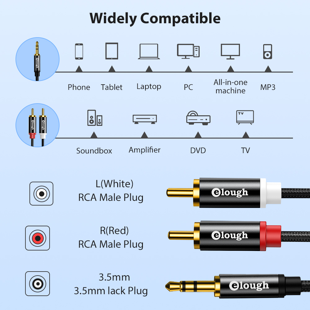 Elough كابل RCA AUX RCA كابل م - مراجعة Home Cinema Installation وسعره